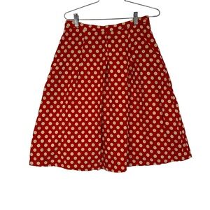 ModCloth Frock Shop Pleated Polka Dot Skirt Orange Yellow M